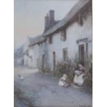 JOHN WHITE (1851-1933) HONITON LACE MAKER, FOUNTAIN HEAD, BRANSCOMBE Signed, watercolour and