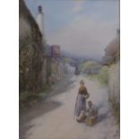 JOHN WHITE (1851-1933) WAITING FOR THE COACH OUTSIDE THE SHIP INN AT PORLOCK, SOMERSET Signed,