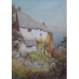 JOHN WHITE (1851-1933) OLD COTTAGE, NORTH HILL, CLOVELLY Signed, watercolour and bodycolour 35 x