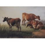 THOMAS SIDNEY COOPER, RA (1803-1902) CATTLE RESTING Signed and dated 1888, watercolour 24 x 34.