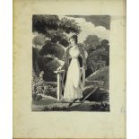 DANIEL MACLISE (1806-1870) LADY AT A RUSTIC BRIDGE Ink and wash en grisaille, pencil studies in