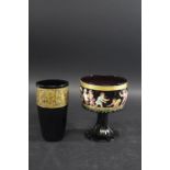 VENETIAN GLASS GOBLET a copy of a mid 15thc glass goblet, the purple glass bowl painted with a