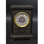 AESTHETIC MOVEMENT MANTLE CLOCK - THOS REYNOLDSON, HULL a slate mantle clock with thistle and