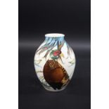 MOORCROFT LIMITED EDITION VASE in the Pheasants of Snow Hollow design, No 1 of 100 made and designed