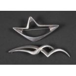 GEORG JENSEN SILVER BROOCH including Model No 376, an abstract brooch designed by Henning Koppel for