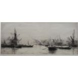 WILLIAM LIONEL WYLLIE, RA (1851-1931) ROYAL ALBERT DOCKS Etching with drypoint, signed in pencil