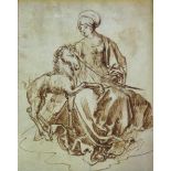 MANNER OF MARTIN SCHONGAUER (1448-1491), 19/20th Century THE VIRGIN MARY WITH A UNICORN Pen and