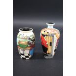 MOORCROFT TRIAL VASES two trial vases including Lasagne, painted with two cats making pies in a