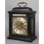 A 17TH CENTURY EBONISED BRACKET CLOCK BY CHARLES HALSTED, the 7" dial with silvered chapter ring