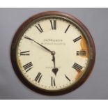 A MAHOGANY WALL CLOCK, the 12" dial signed John Walker, 48 Princes St, Leicester Square, London on a