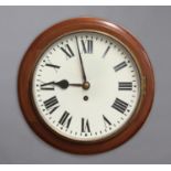 A MAHOGANY WALL CLOCK, the 10" dial on a brass single train fusee movement, serial number 9665, with