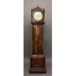 A 19TH CENTURY MAHOGANY LONGCASE CLOCK, the 12" enamelled circular dial with inner date dial, on