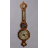 A LATE GEORGE III BAROMETER BY SHERZINGER OF BRIDPORT, the pointed 'pagoda' top above a dry/damp