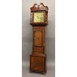 AN OAK AND MAHOGANY CASE LONGCASE CLOCK BY SCANDRETT OF WORCESTER, the brass dial with subsidiary