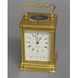 A REPEATING CARRIAGE CLOCK BY ROSSEL ET FILS GENEVE, the white enamelled dial with subsidiary