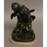 AFTER IGNACE AND JOSEPH BROCHE; a 19th century French bronze study of cupids fighting