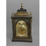 A GEORGE III CHINOISERIE LACQUERED BRACKET CLOCK, the 7 1/2" brass dial with silvered chapter ring