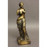 AFTER THE ANTIQUE, a hollow cast bronze figure of the Venus de Milo, set on a square base, height