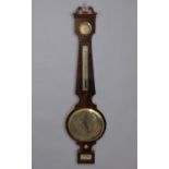 A ROSEWOOD WHEEL BAROMETER BY CAMPIONI OF SCOTLAND, with swan-neck pediment above a dry/damp