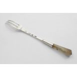A RARE LATE CHARLES II THREE-PRONG FORK with a faceted and tapering agate handle, by Thomas Issod,