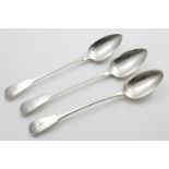 A PAIR OF GEORGE IV FIDDLE PATTERN BASTING SPOONS initialled "AK", by William Eaton, London 1824,