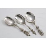 ONE 19TH CENTURY AND TWO LATE 18TH CENTURY DUTCH BAPTISMAL SPOONS with cast decorative stems and