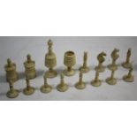 ANTIQUE IVORY CHESS SET a ivory and red stained ivory chess set, top of the white king missing,