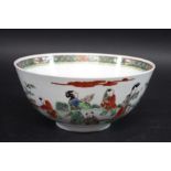 19THC CHINESE FAMILLE VERTE BOWL a late 19thc bowl, painted to the interior and exterior with a