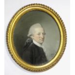 HUGH DOUGLAS HAMILTON (1740-1808) PORTRAIT OF A GENTLEMAN Bust length, wearing a dark coat, lace