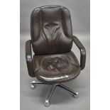 DRABERT - GERMAN DESIGNER LEATHER & CHROME CHAIR a designer adjustable chair, with a brown leather