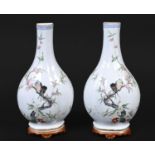PAIR OF CHINESE PORCELAIN WALL POCKETS Republic period, the vase shaped wall pockets with a flat