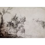 FOLLOWER OF ANDREA DE LEONE (1610-1685) COUNTRYFOLK HERDING CATTLE AND SHEEP Bears Giusepi de