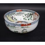 19THC JAPANESE IMARI BOWL a large imari bowl, painted to the interior with a boat in the centre, and