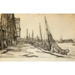 •SIR MUIRHEAD BONE (1876-1953) SHRIMP BOATS, GREAT YARMOUTH Etching with drypoint, 1935, signed 17.5