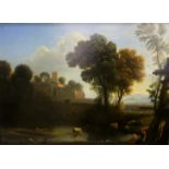 AFTER CLAUDE LORRAIN (1600-1682) ITALIAN LANDSCAPE OIl on canvas, modern 70.5 x 95.5cm. * A recent