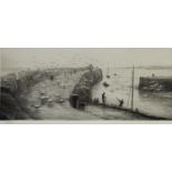 WILLIAM LIONEL WYLLIE, RA (1851-1931) ST ANDREWS HARBOUR, BRINGING IN THE CATCH Etching, signed in