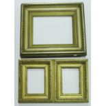 THREE PICTURE FRAMES to comprise a pair with egg and dart border and dentil sight edge, to fit 20