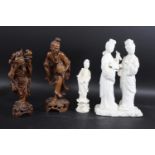 LARGE CHINESE BLANC DE CHINE PORCELAIN GROUP a 20thc made blanc de chine porcelain group (stamped
