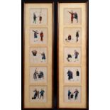 CHINESE PITH PAINTINGS Qing Dynasty, two frames containing ten various pith paintings, each