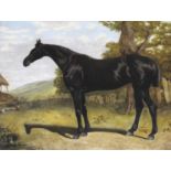 CHARLES BILGER SPALDING (1810-1871) A DARK BAY HUNTER IN A PADDOCK Oil on canvas, period gilt frame