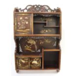 JAPANESE SHODANA CABINET a Meiji period wall mounted cabinet, with various bone and mother of