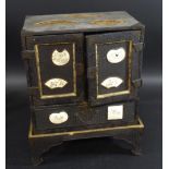 JAPANESE KODANSU TABLE CABINET & STAND Meiji period, a lacquer and wooden table cabinet with inset