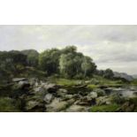 DAVID BATES (1842-1921) A BEND IN THE RIVER - THE LLEDR Signed and dated 1897, also signed,