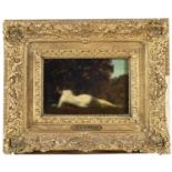 JEAN JACQUES HENNER (1829-1905) STUDY FOR OR AFTER `LA REVERIE` Oil on canvas 15.5 x 23.5cm.