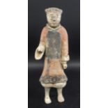 CHINESE HAN DYNASTY POTTERY FIGURE & CERTIFICATE a large painted pottery male figure, with a