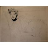 PAUL CESAR HELLEU (1859-1927) JEUNE FEMME ALLONGEE SUR UN CANAPE Etching with drypoint, signed Plate