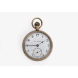 A 9CT GOLD OPEN FACED POCKET WATCH the white enamel dial signed Paul Garnier, with Arabic numerals