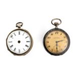 A NIELLO AND SILVER OPEN FACED POCKET WATCH the gold coloured dial signed Chronometre, Neutral, with
