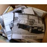 A BOX OF PROMOTIONAL VEHICLE PHOTOGRAPHS, most being post-WWII, both colour and monochrome.