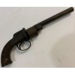 A 19TH CENTURY TRANSITIONAL REVOLVER. With a 15.5cm octagonal, rifled barrel, the revolving